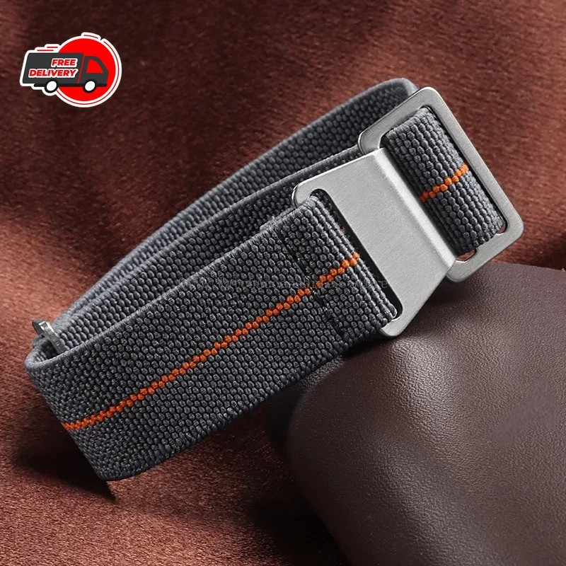 18/20/22mm Elastic Nylon Watch Band French Military Style Sport Strap Men Women