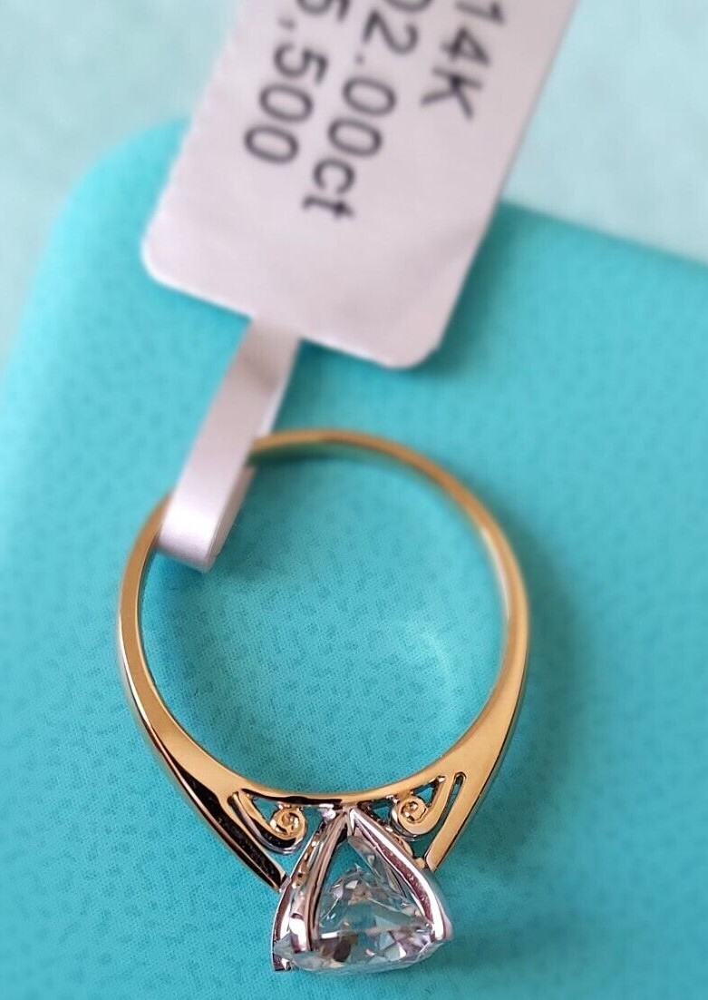 2 Carat Moissanite Ring SOLITAIRE ENGAGEMENT RING 14K Yellow GOLD Filled