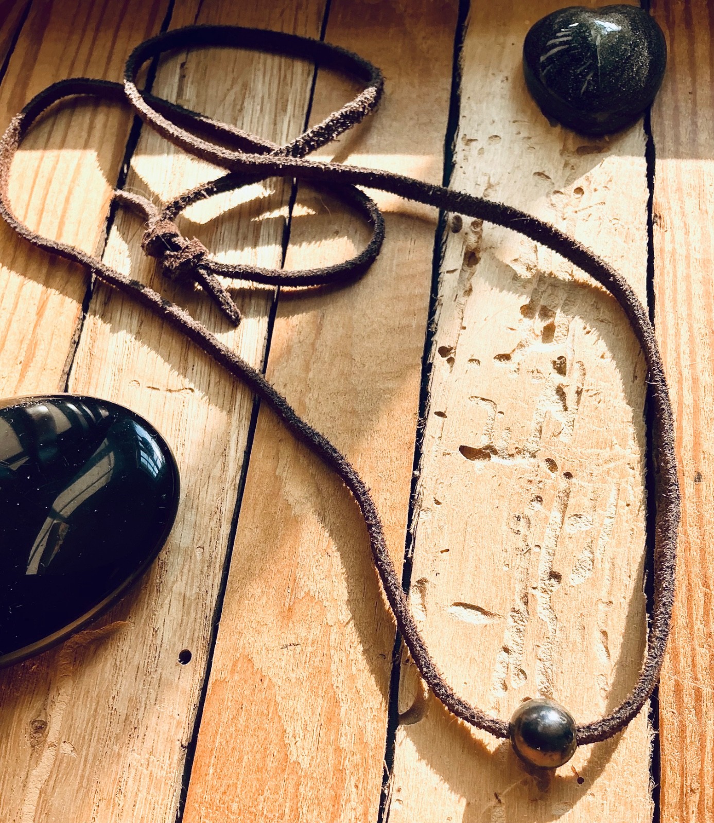Inspired by Sundance Catalog: Chocolate pearl on soft suede necklace- adjustable