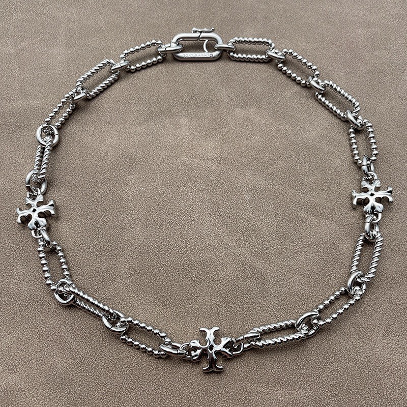 New Tory Silver Roxanne Chainlink Necklace with Jewelry Pouch Size: 43cm