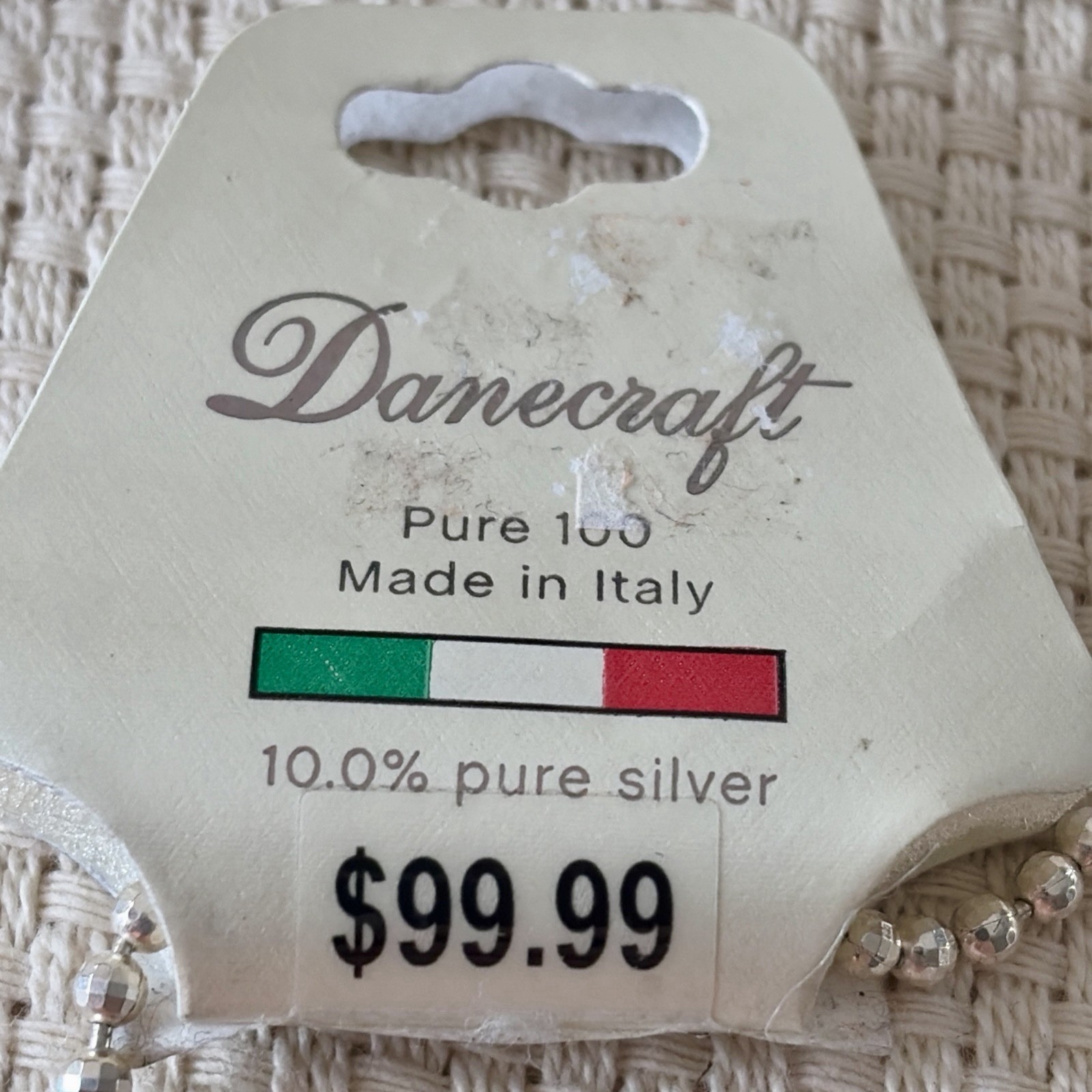 DANECRAFT PURE 100 SILVER NECKLACE MADE IN ITALY 10.0% PURE SILVER 18 IN NEW