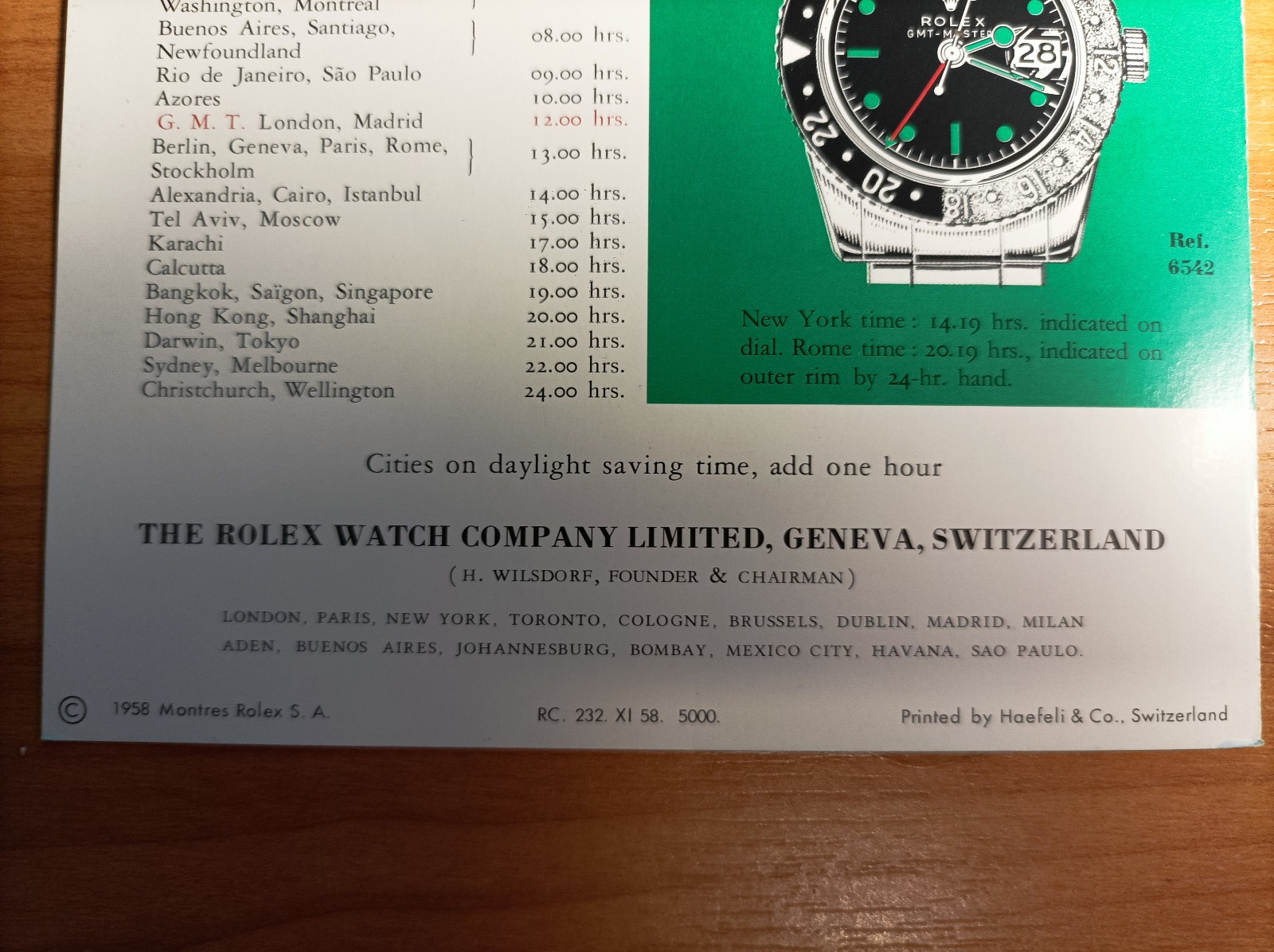 Rolex GMT-Master Leaflet english year 1958 in good conditions