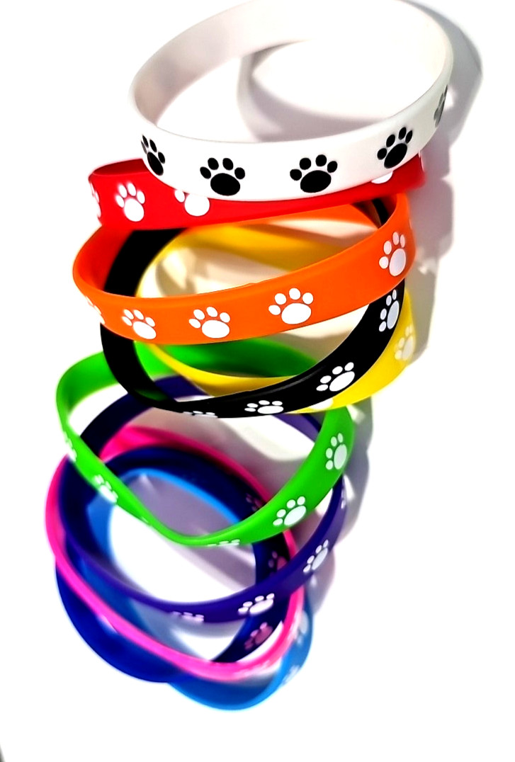 Silicone Rubber Bracelet Wristband Men’s Women’s Children’s Cat/Dog PAWS