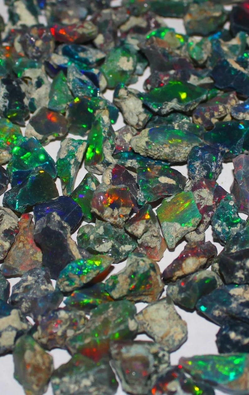 Cut Grade Black Opal Rough Lot Natural Ethiopian Welo Black Opal Raw 3 Pcs