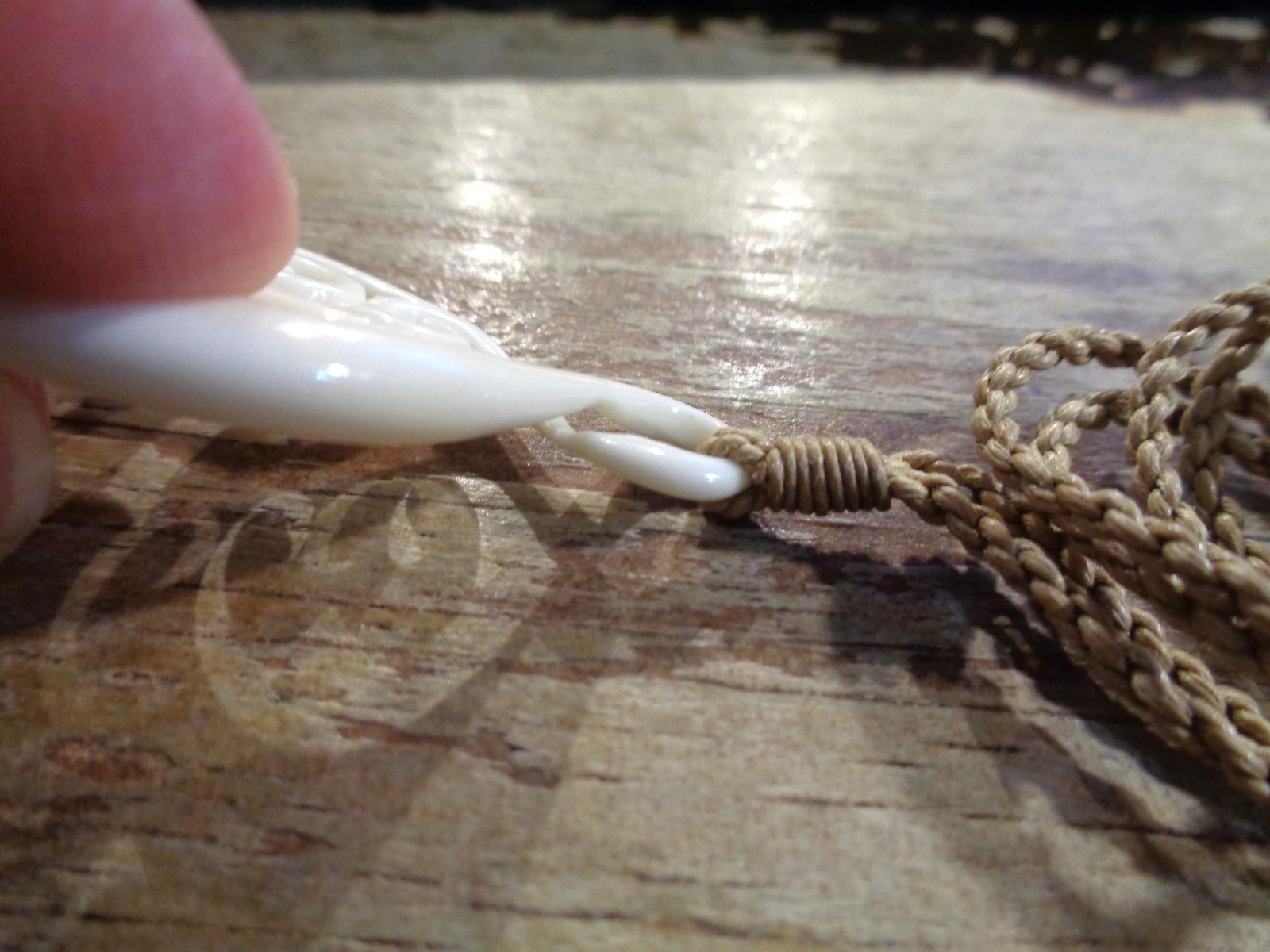 31MM HAND-CARVED WATER BUFFALO BONE MAORI WHAKAHOUNGA 3D TWIST KORU NECKLACE #2
