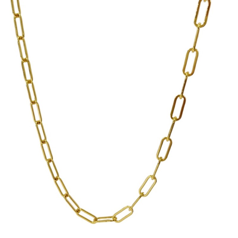 18k Yellow Gold 7mm Paperclip Chain Dainty Link Necklace Womens Mens 22″- 28″