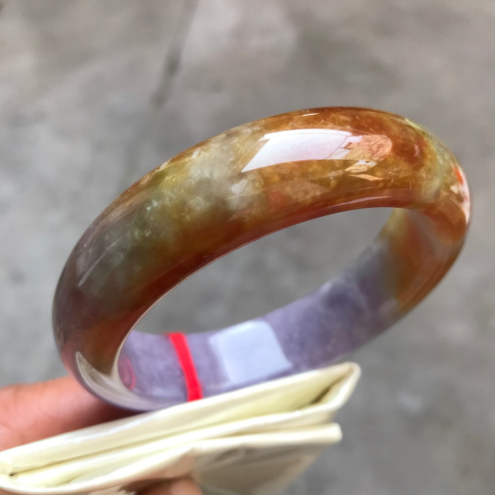 58.3mm Natural Ice Red Lavender Jadeite Jade Bracelet Burma Jade Bangle