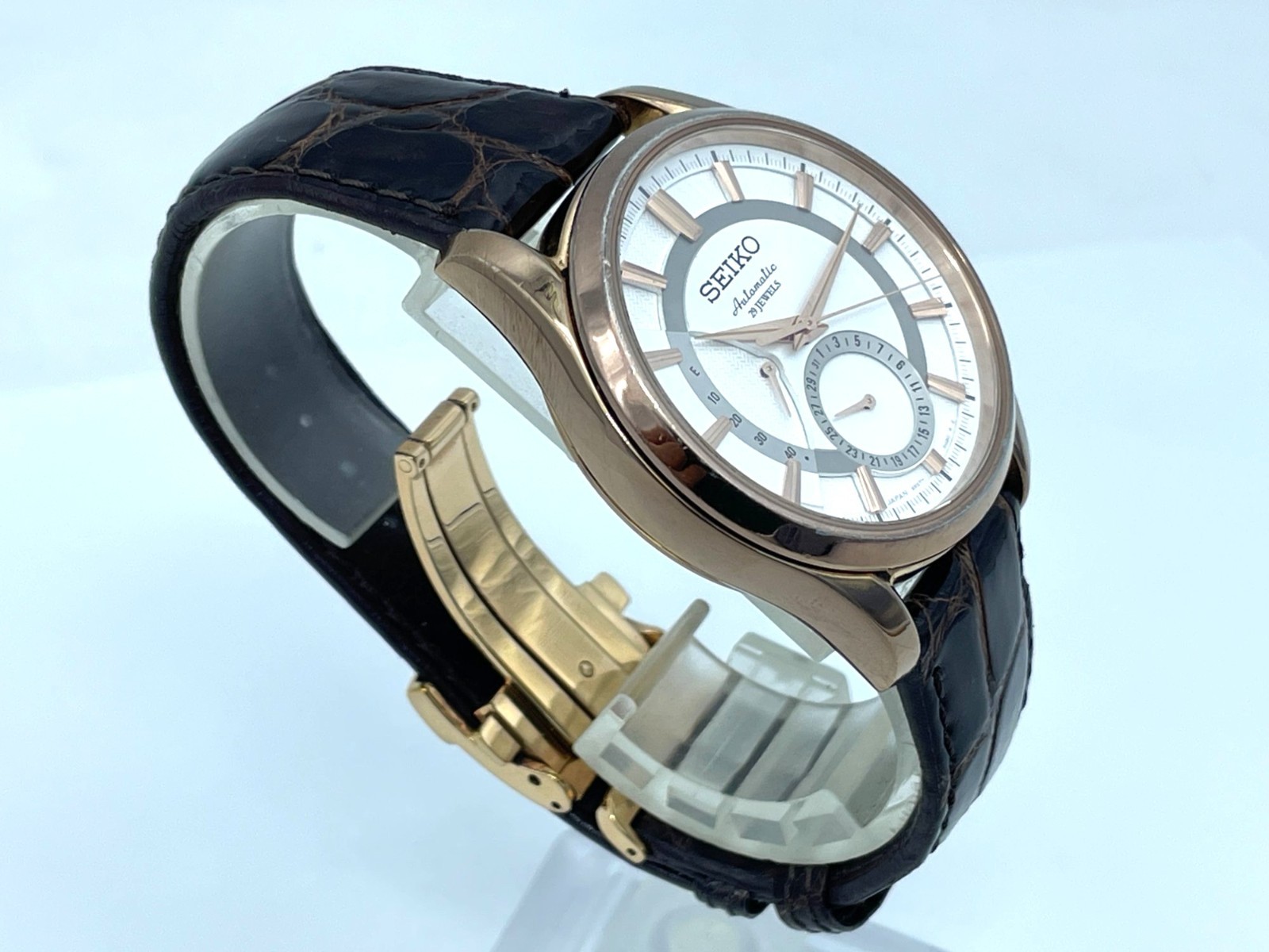 Near MINT SEIKO PRESAGE Automatic Watch Rose Gold 6R27-00B0 SARW004 New Band