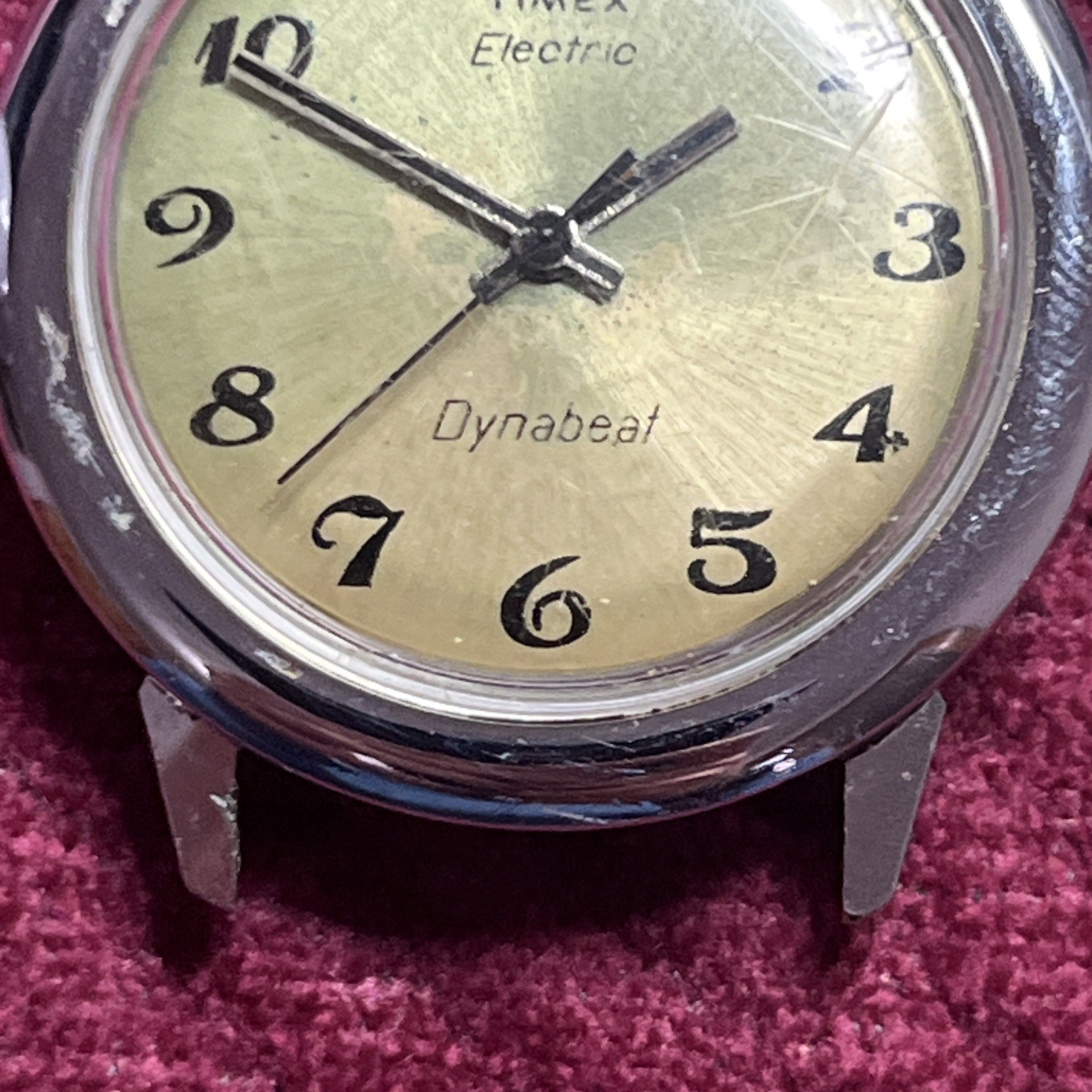 Vintage Timex 37mm Electric Dynabeat Watch Silver Tone Nice Patina