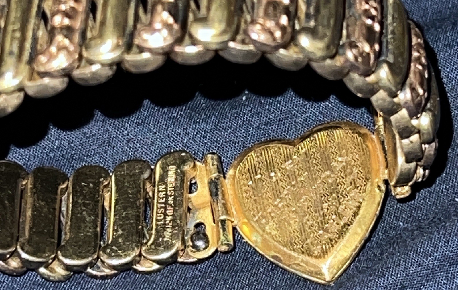 Vintage 1940s Lustern Sweetheart Sterling Silver Gold Filled Expansion Bracelet