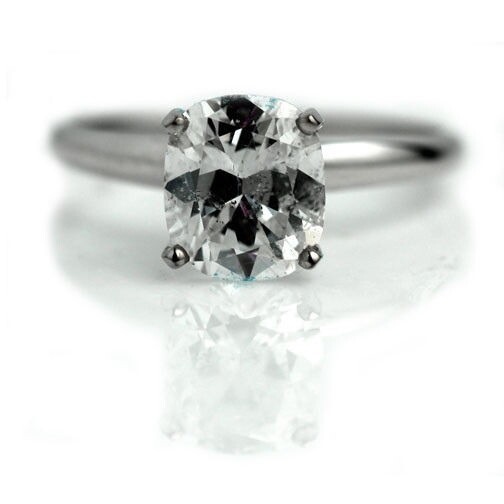 2.40 Carat Fancy Cushion Shape Diamond Engagement Solitaire Ring 14k White Gold