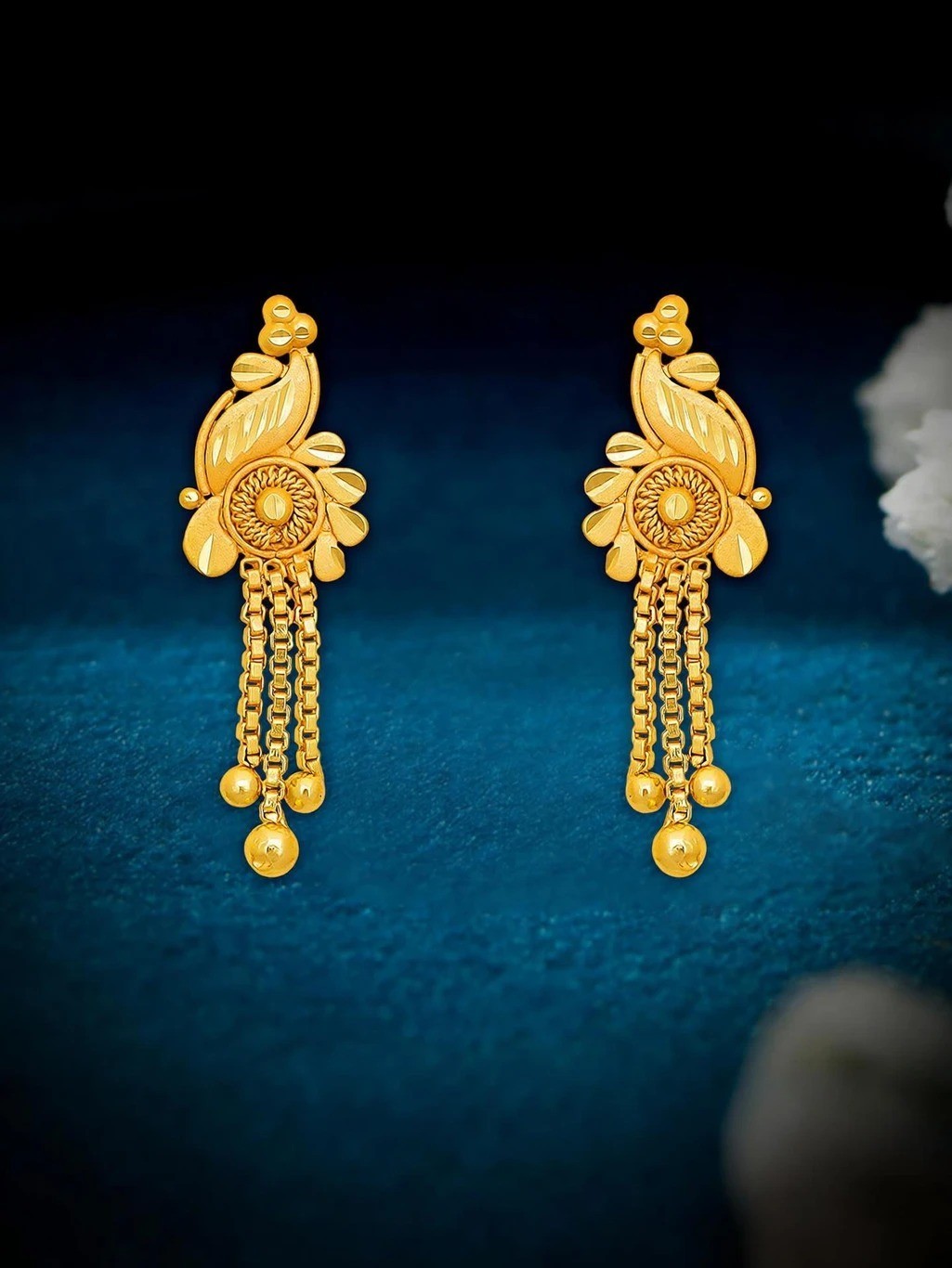 Traditional Micron Gold Plated Matte Finish Earrings For Women And Girls Brass