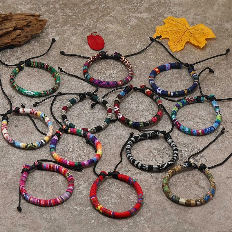 12 Pieces Bohemian Surfer Bracelet Set for Men Women Beach Braided Bracelets Han