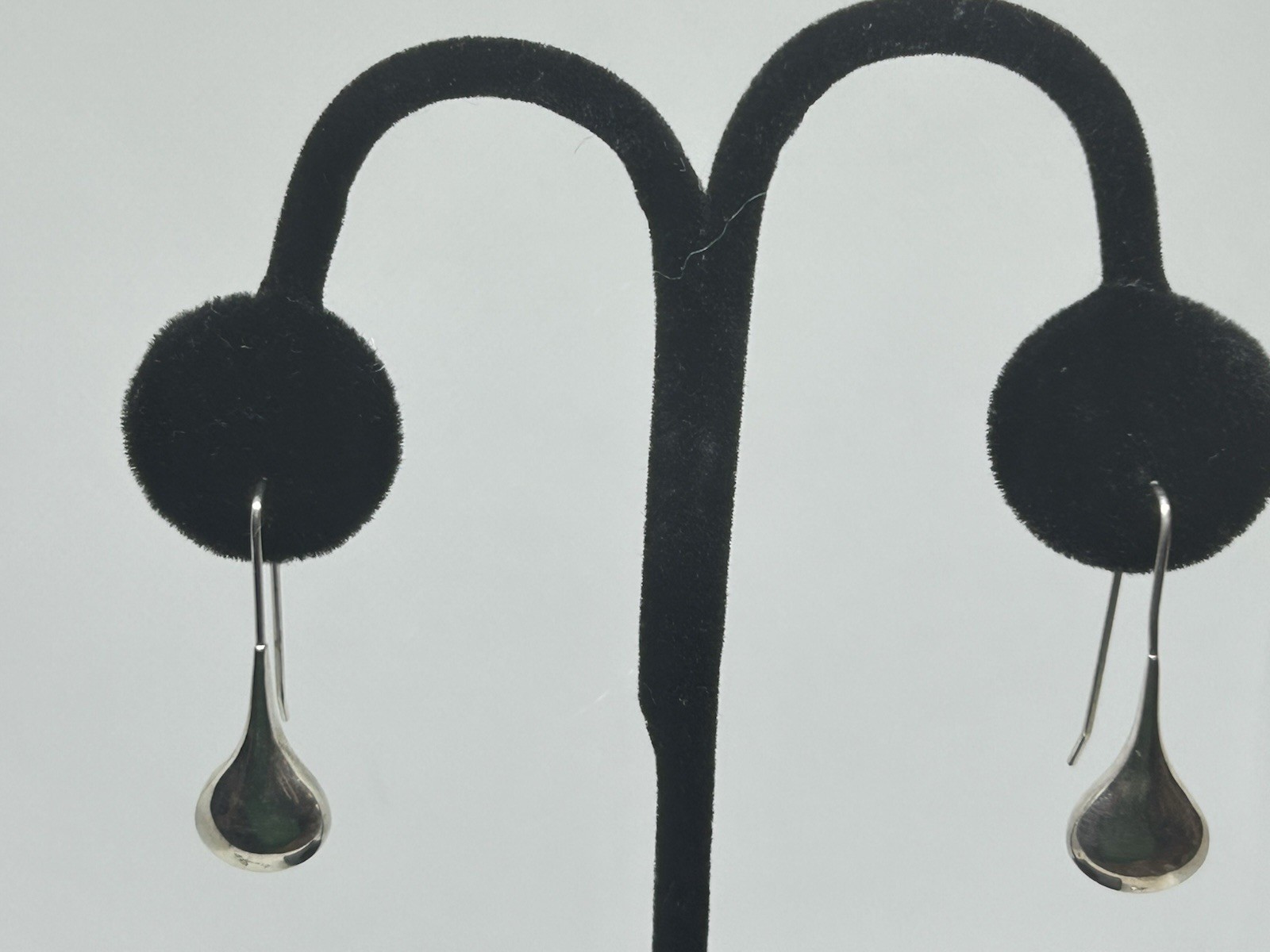NYC 925 Sterling Silver Teardrop Dangle Earrings Hook Signed No Stone