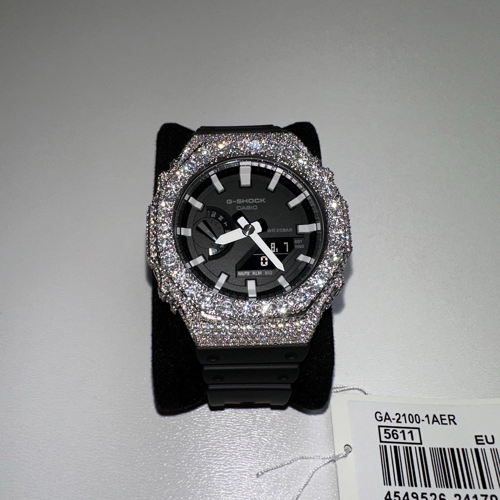 Custom Casio G-Shock GA-2100 Silver Moissanite Iced Watch New With Tags