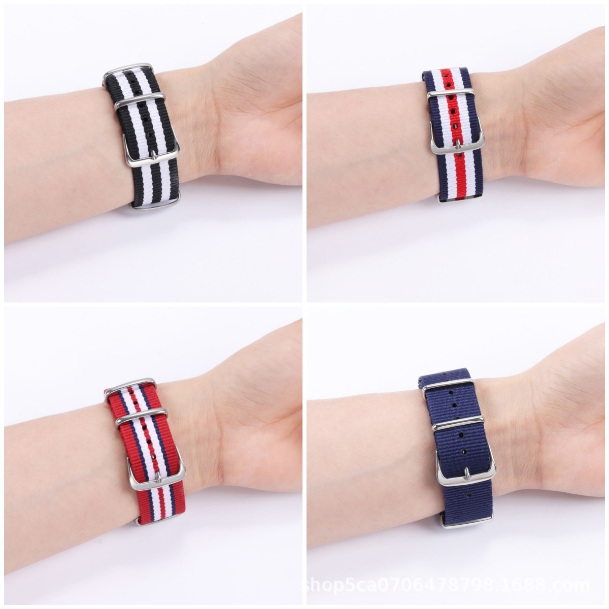 One-piece Canvas Nylon Watch Strap Single-pass Woven Wristband 14 16 18 20 22mm