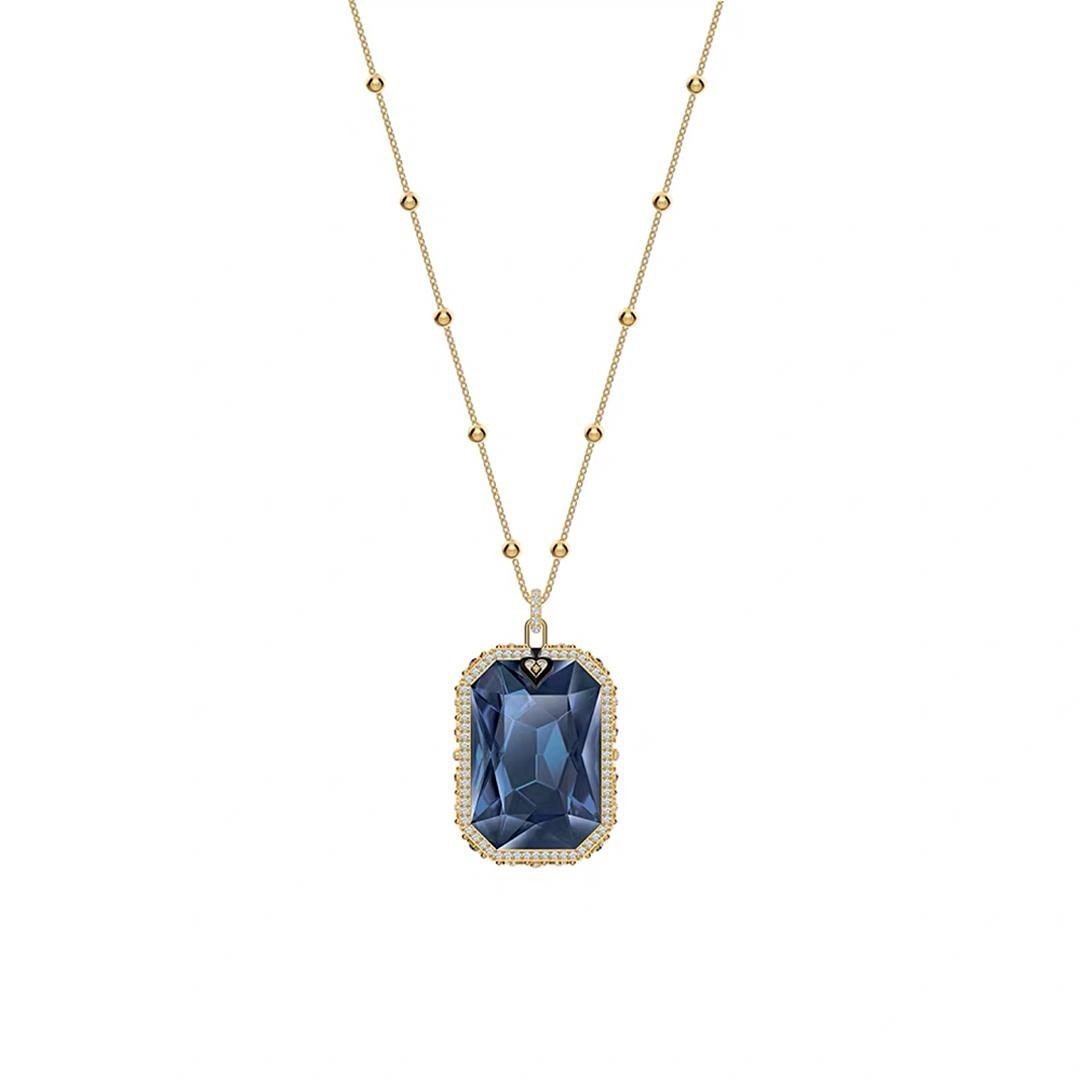 Swarovski Mysterious Tarot Series Rectangular Sweater Necklace Blue Double-Sided