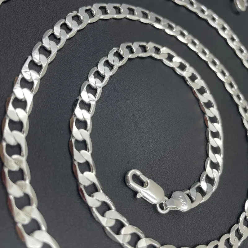 Mens 925 Sterling Silver Necklace 2/4/6/8/10/12MM 40-75cm Chain Necklace