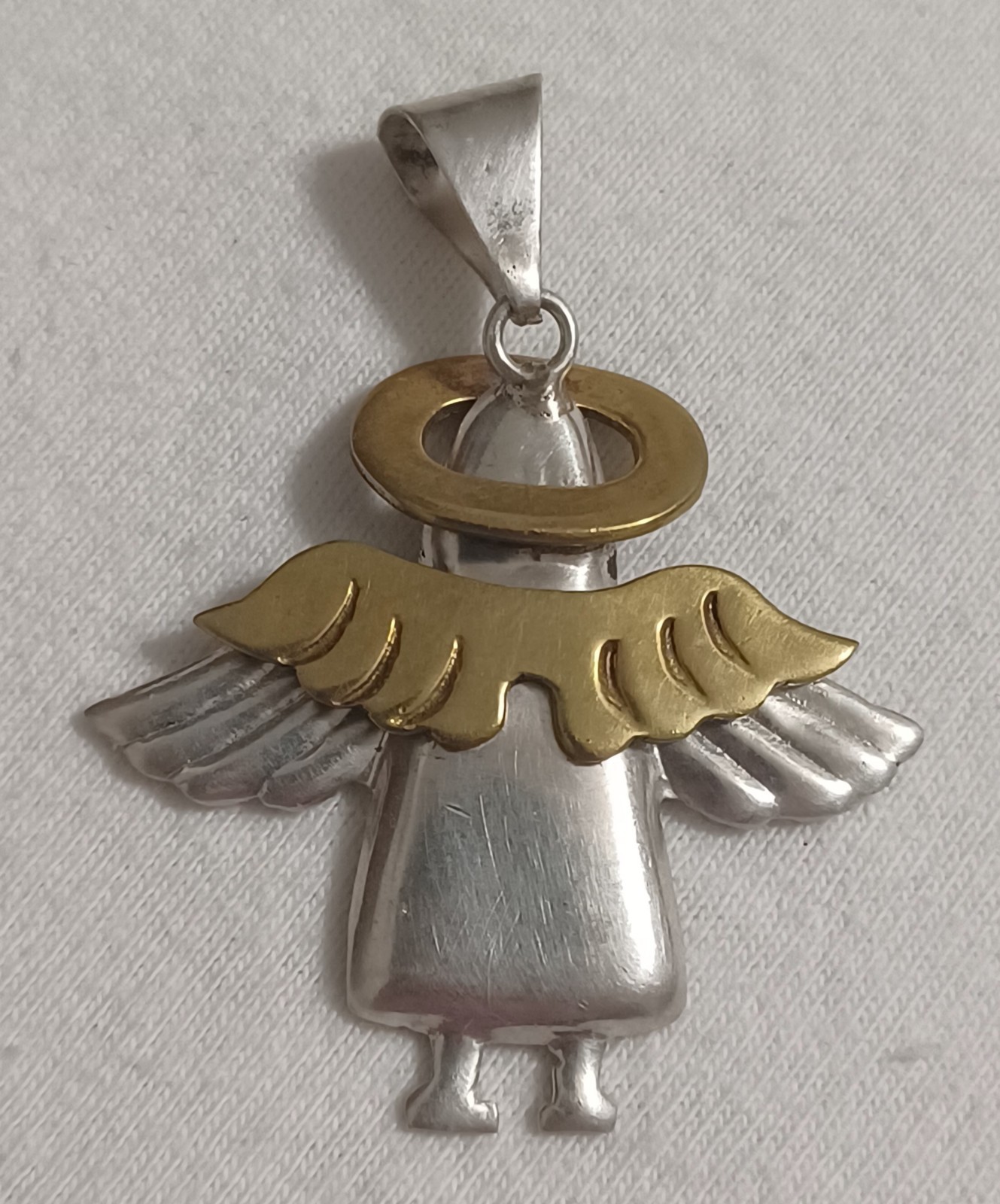 BEAUTIFUL Large Sterling Silver ANGEL Necklace, Solid 16″ Inch Chain Italy 925