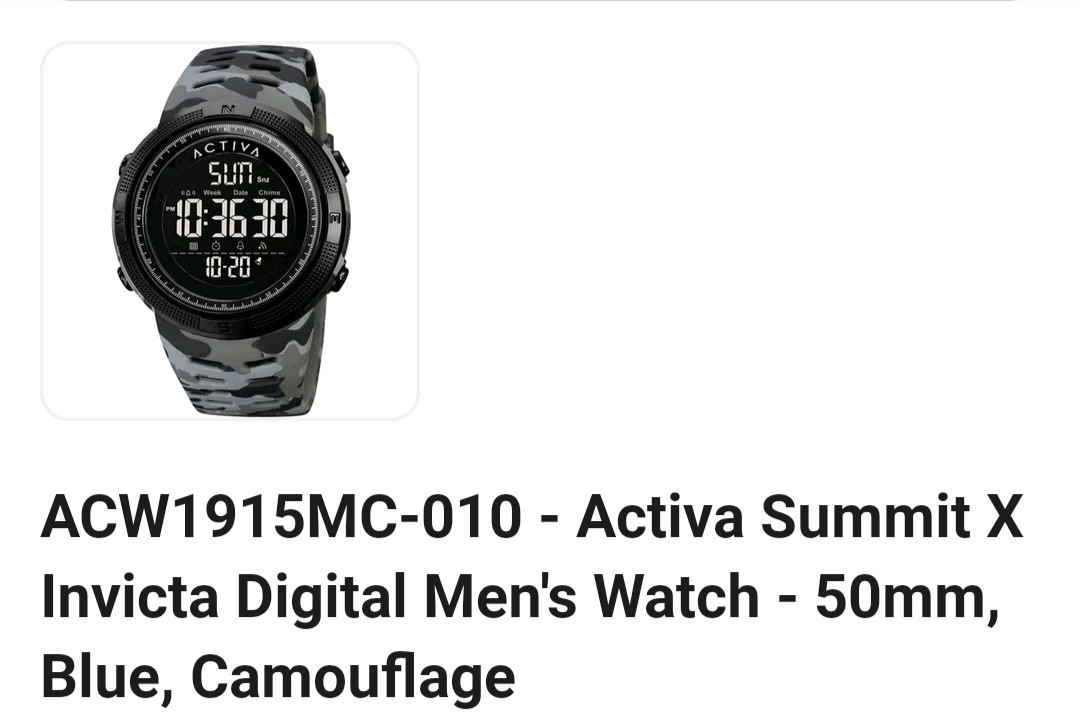 Activa Summit X Men’s 50mm Quartz Digital Chronograph Alarm 50m Camo Silicone