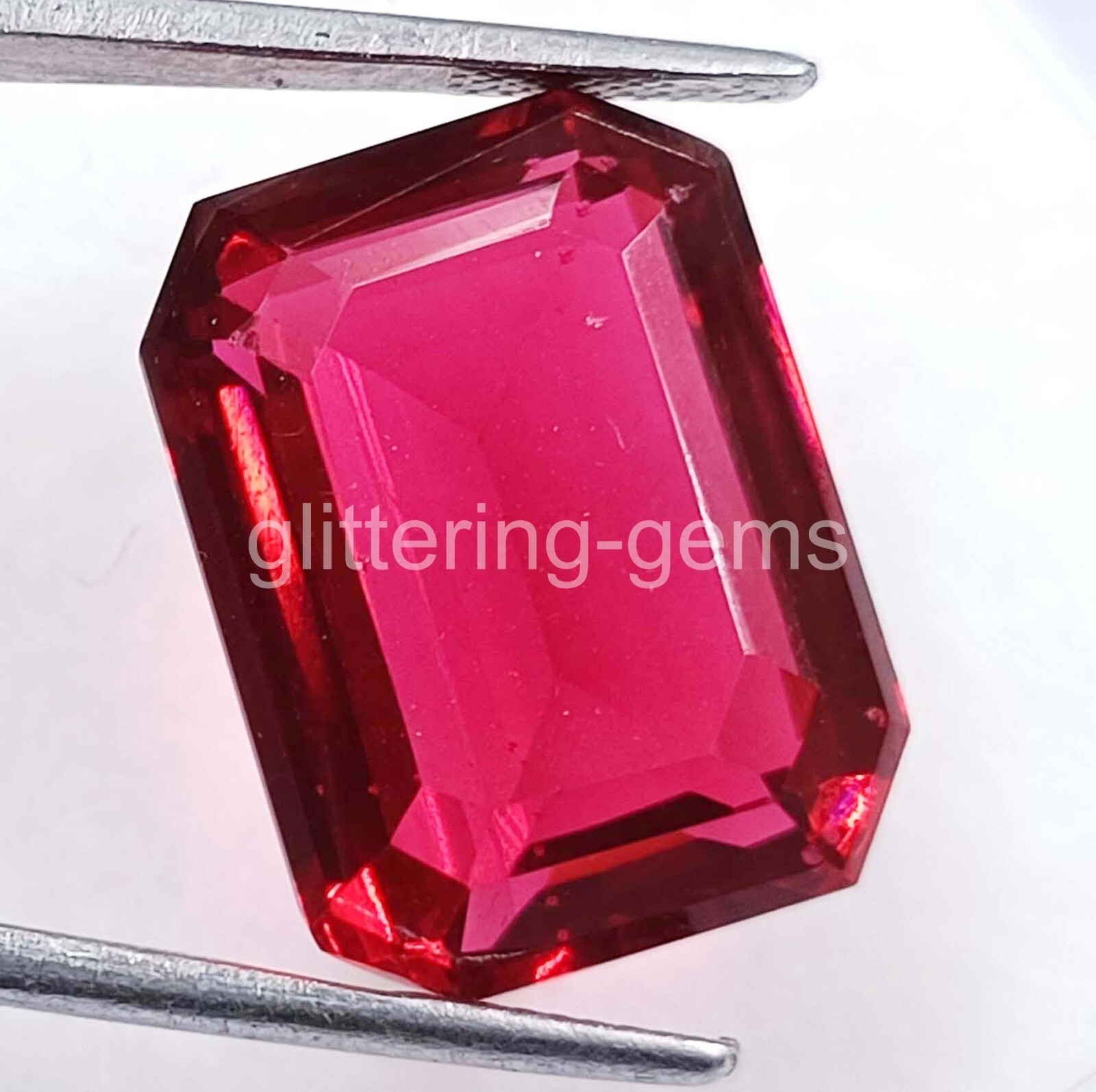Natural Red Ruby 25.5 Ct Emerald Cut Certified Loose Gemstone 5AIH