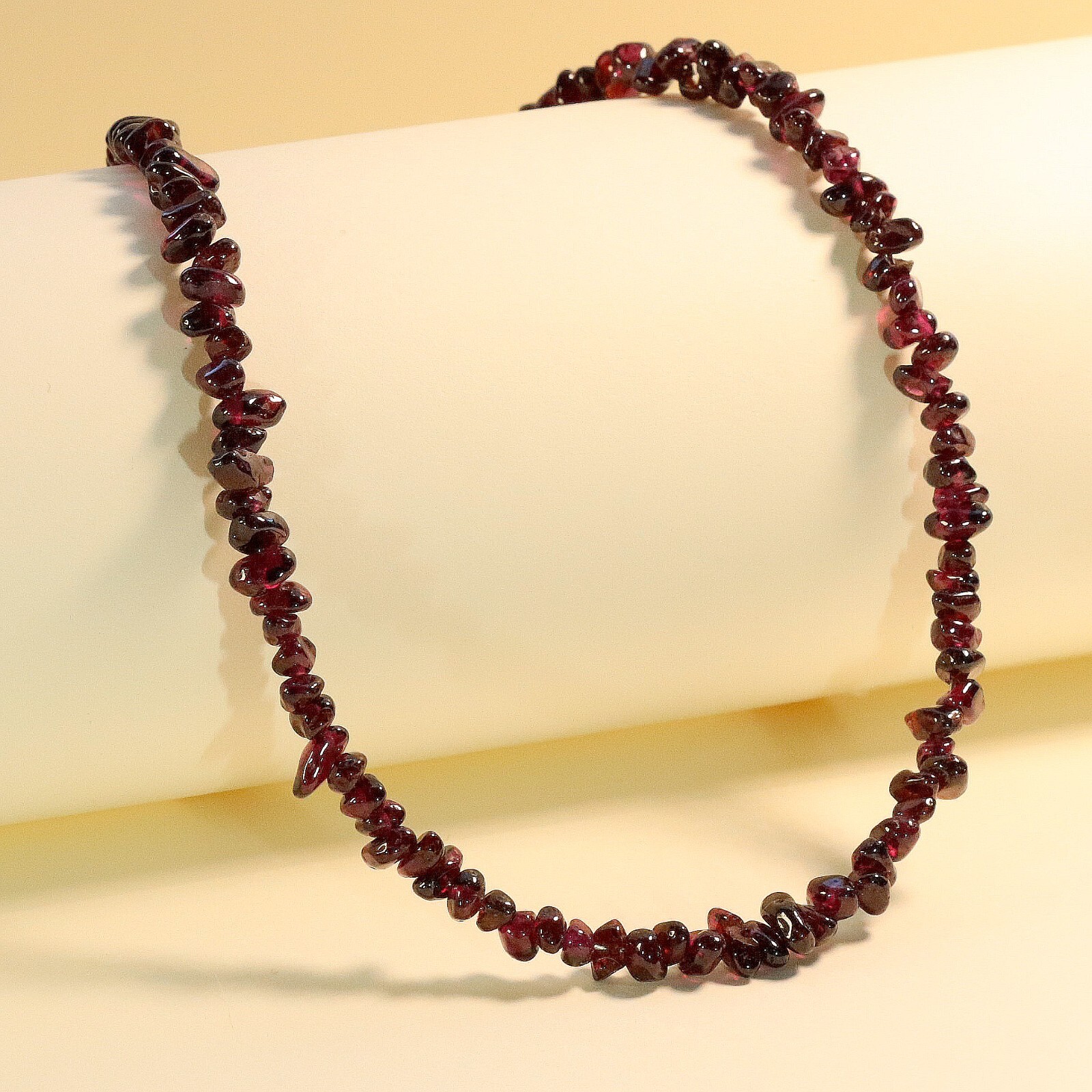 Natural Garnet Chips Necklace, Small 3mm-5mm Chips, Genuine Purple Gemstones