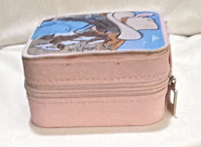 Pink Faux Leather Zipper Jewelry Box w/ Mirror, Velvet Lined, Cowgirl Western