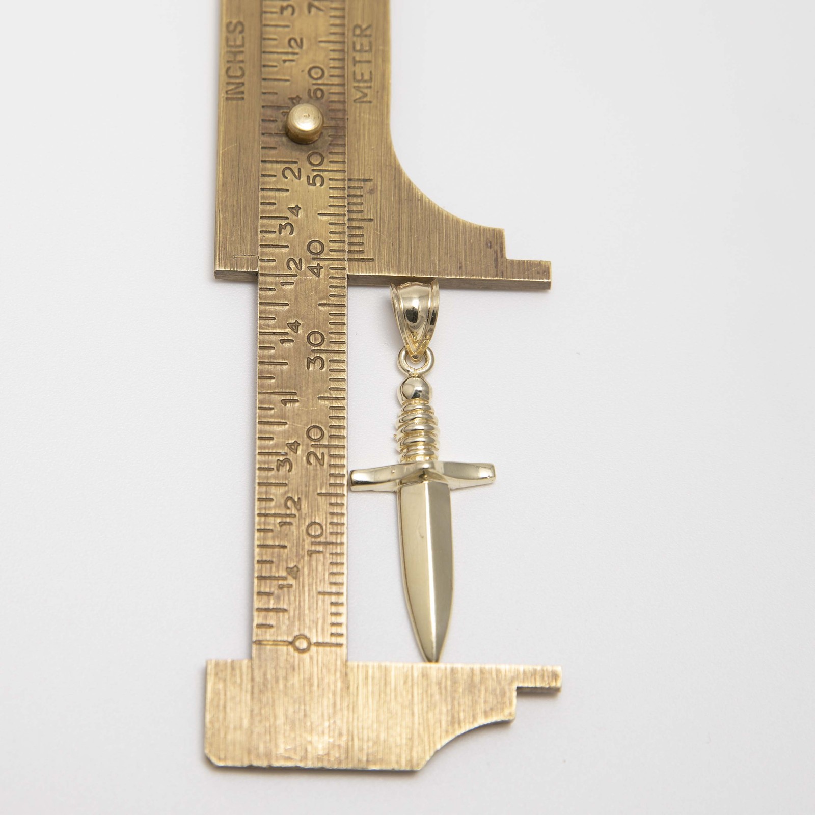 1 1/2″ Shiny Dagger Pendant Real 10K Yellow Gold