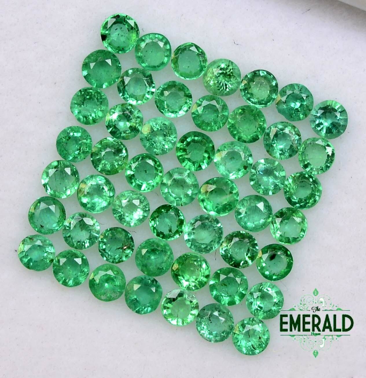 1.75 mm Natural Emerald Round Cut Lot 25 Pcs Calibrated Faceted Loose Gemstones