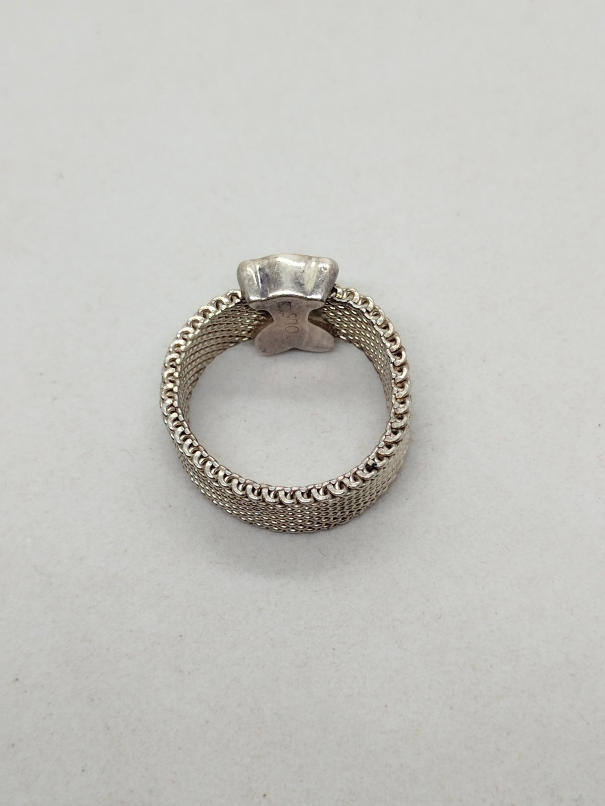 TOUS Sweet Teddy Bear Sterling Silver Ring MESH Size 7.5