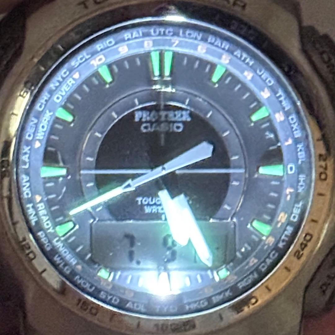 Excellent Condition PROTREK PRW 5100T Radio Solar Metal Band Silver