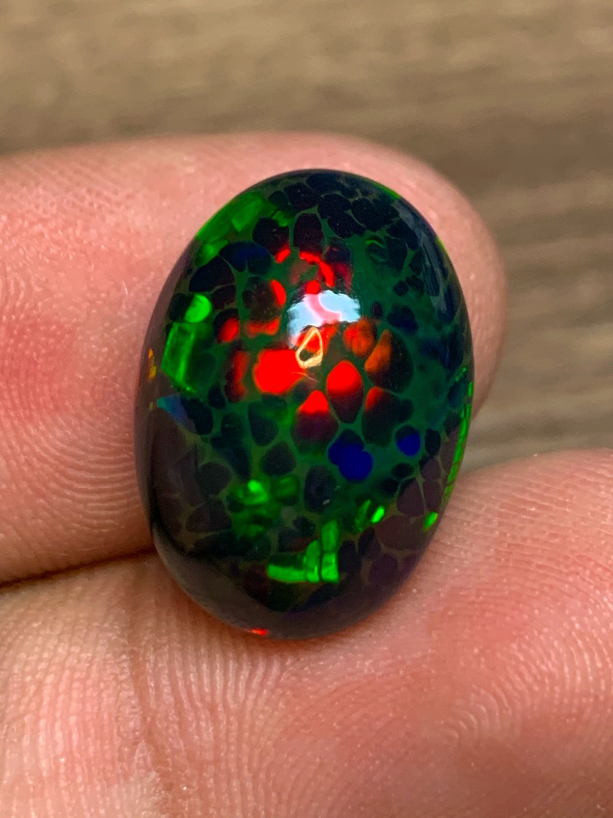 Ethiopian Honeycomb Black Opal 13x18mm Oval Cabochon 8.6crt Gemstone for Jewelry