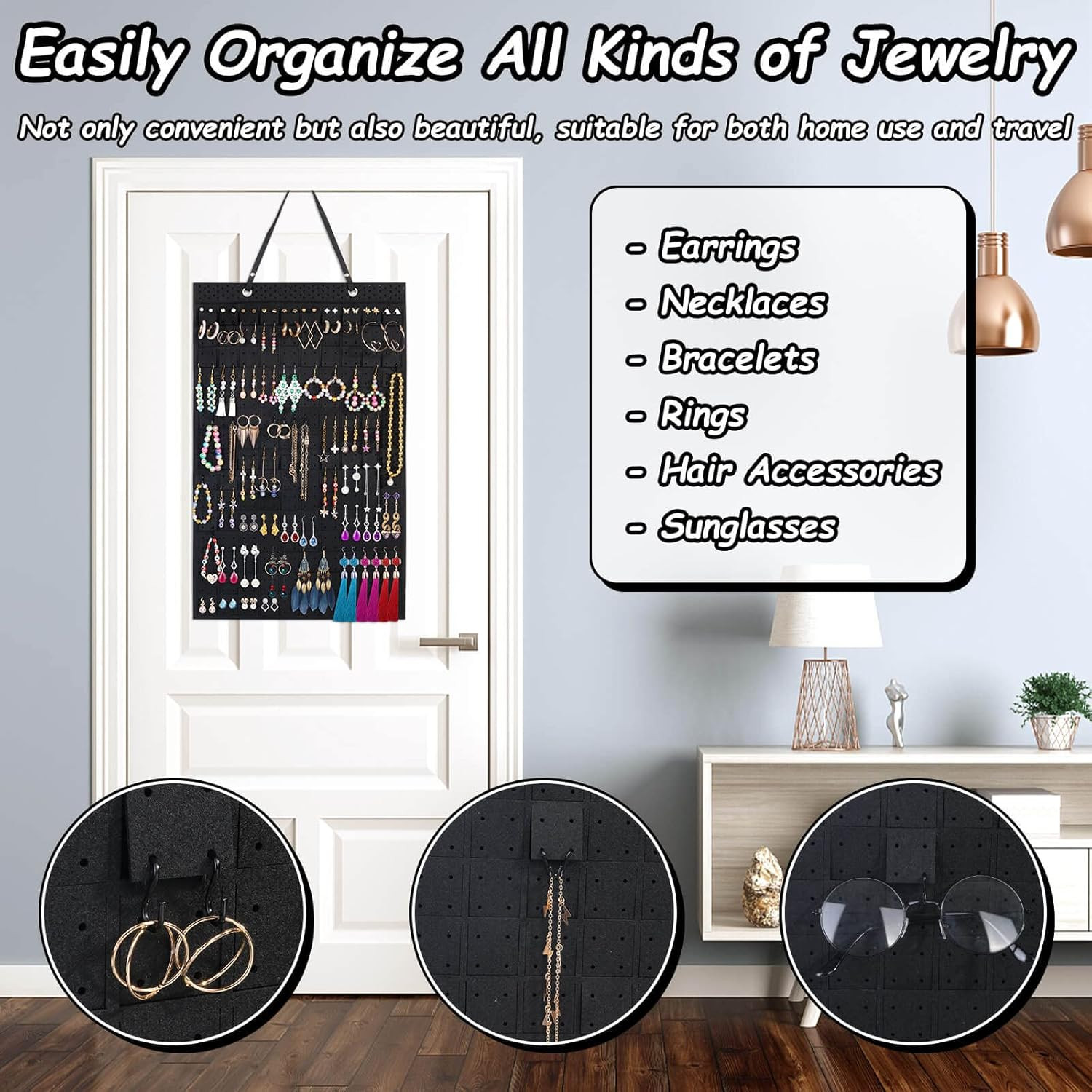Large Hanging Earring Holder Organizer with 20 Extra Hooks for Jewelry Display