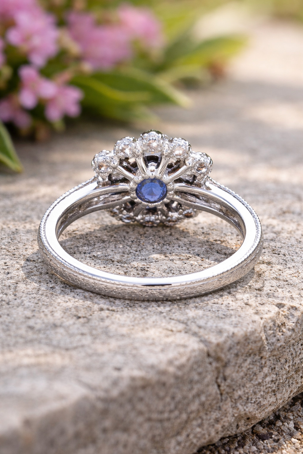 2.80 Ct Round Cut Natural Sapphire & Diamond Wedding Gift Ring 14K White Gold 6