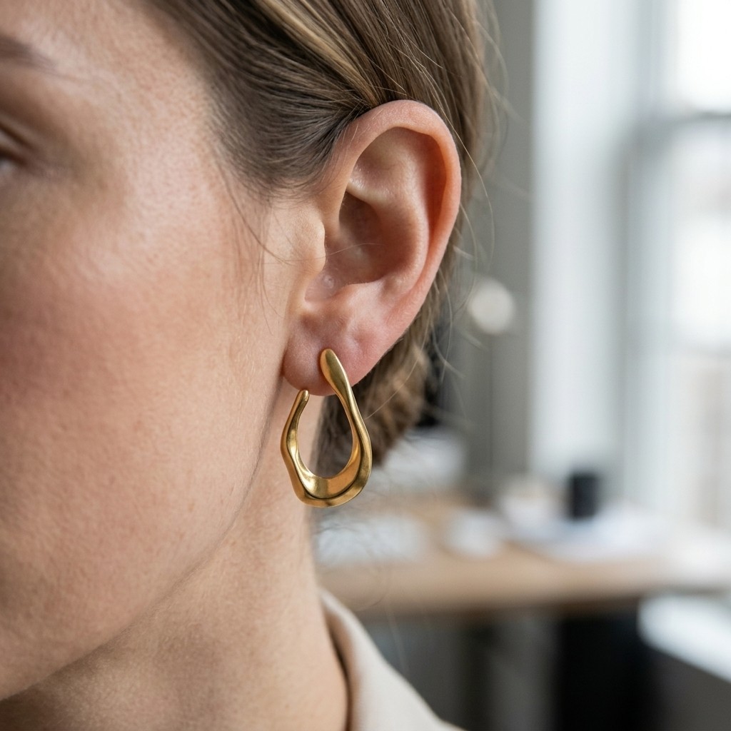 Minimalist Gold Tone Hollow Irregular Water Drop Stud Earrings Women Jewelry