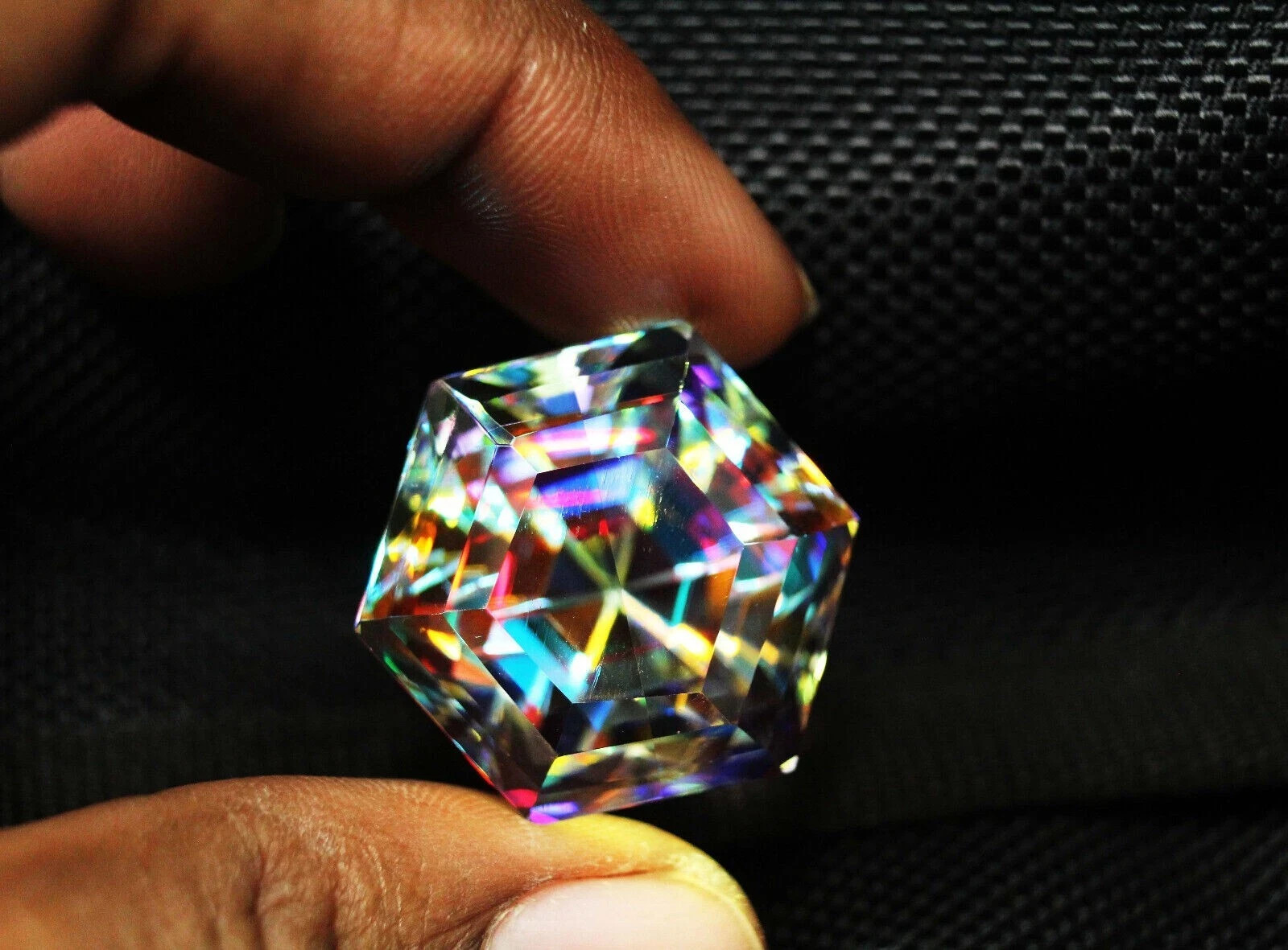 50.5 CT+ Rainbow Color Hexagon Cut Natural Mystic Topaz Certified Loose Gemstone