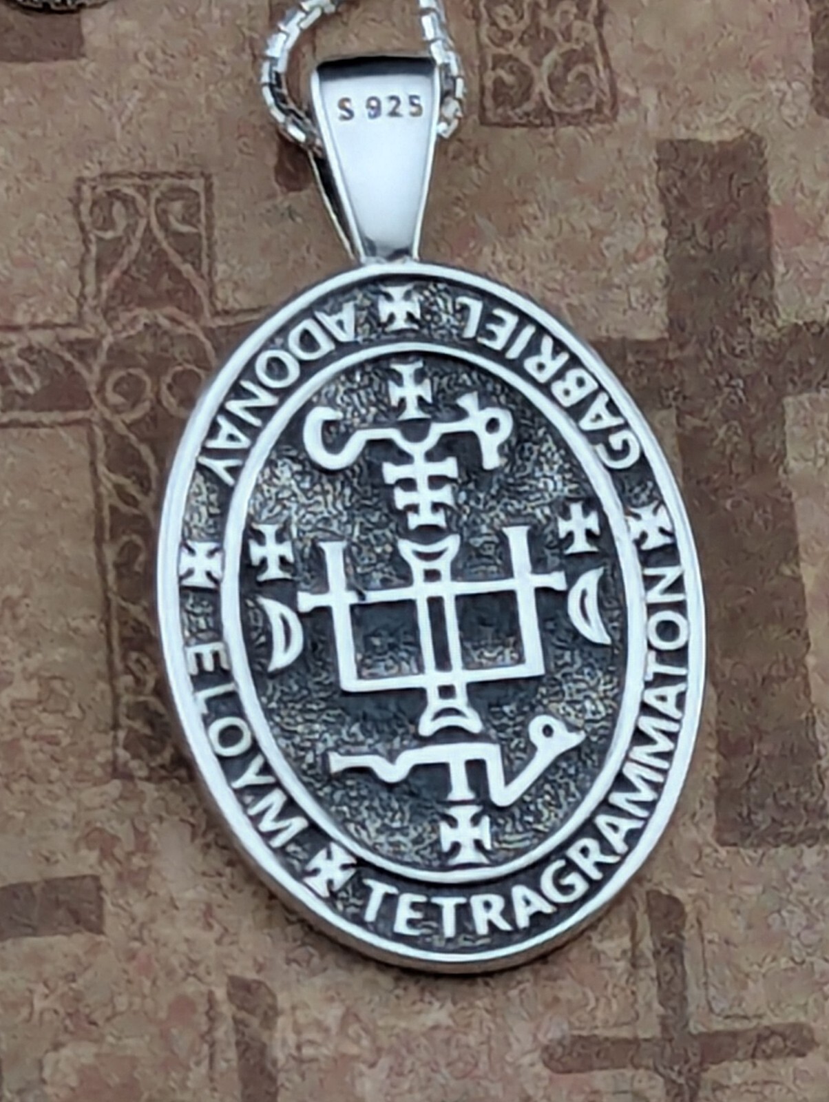 925 Sterling Silver Two-Sided Saint Gabriel Necklace