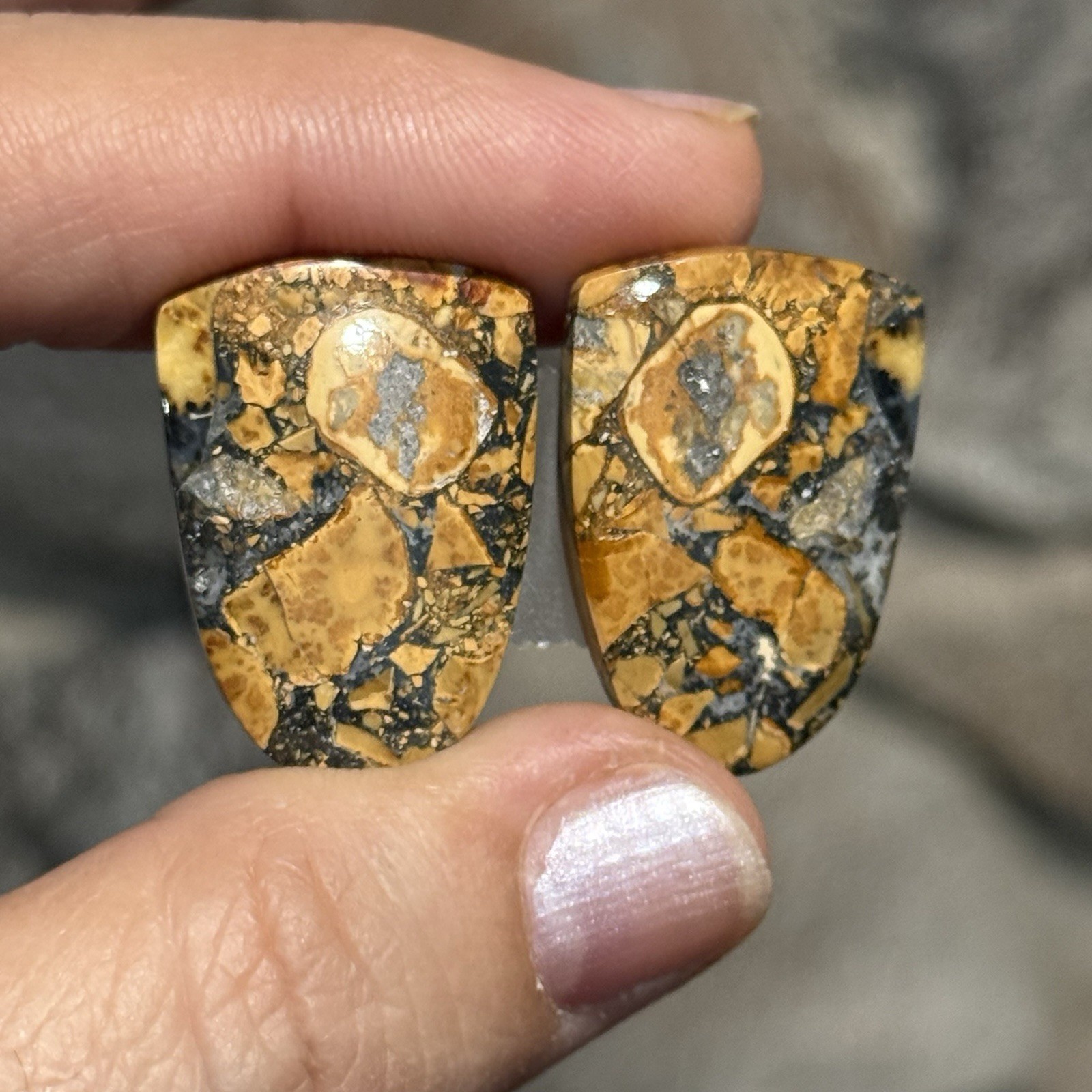 41.6ct 26.5×18.5x4mm Pair Fine Colorful Scenic Picture Maligano Jasper Cabochons