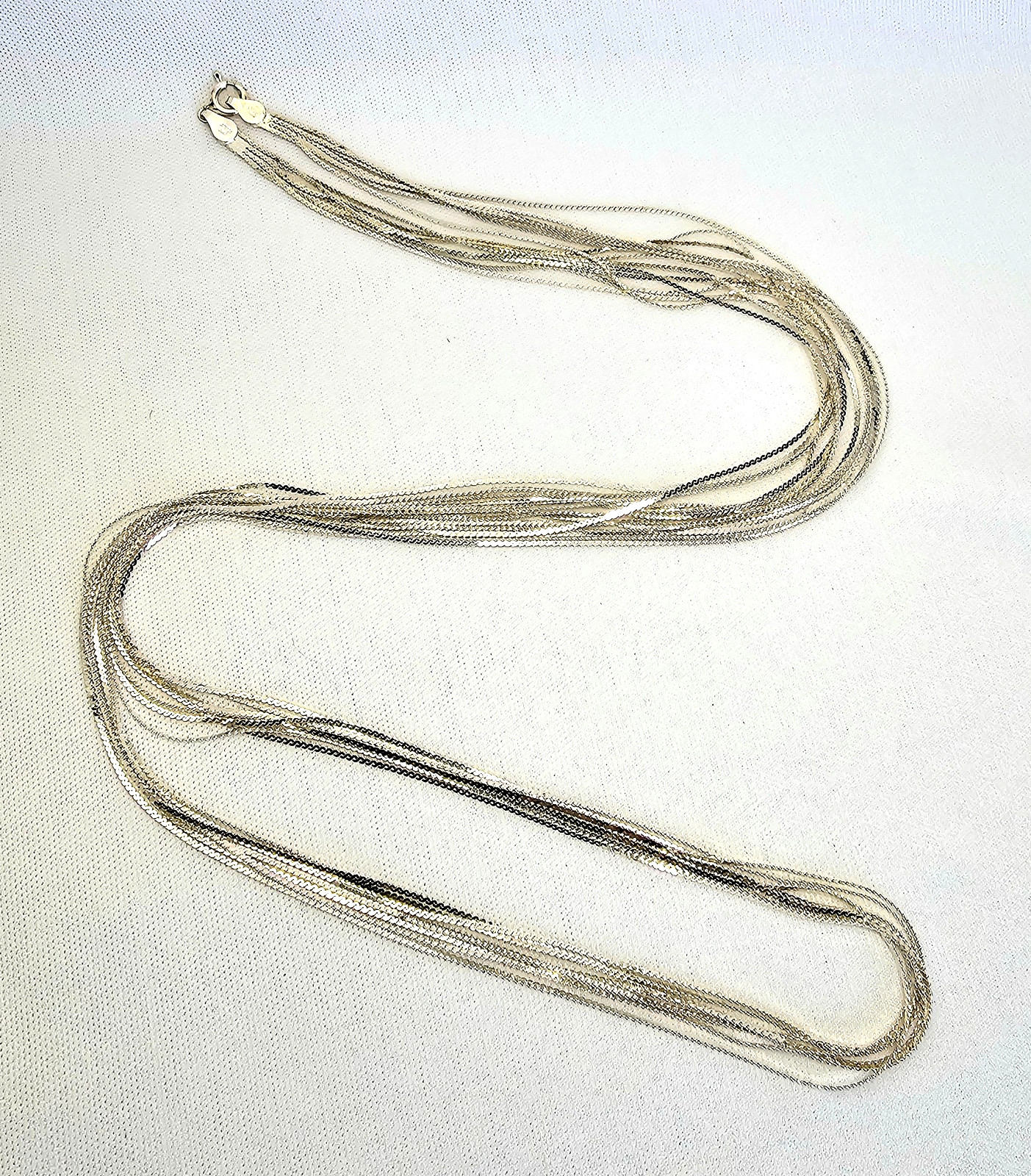 Sterling Silver Necklace Multi 7 Strand Chain Necklace 30″ L 12.2 Grams Jewelry