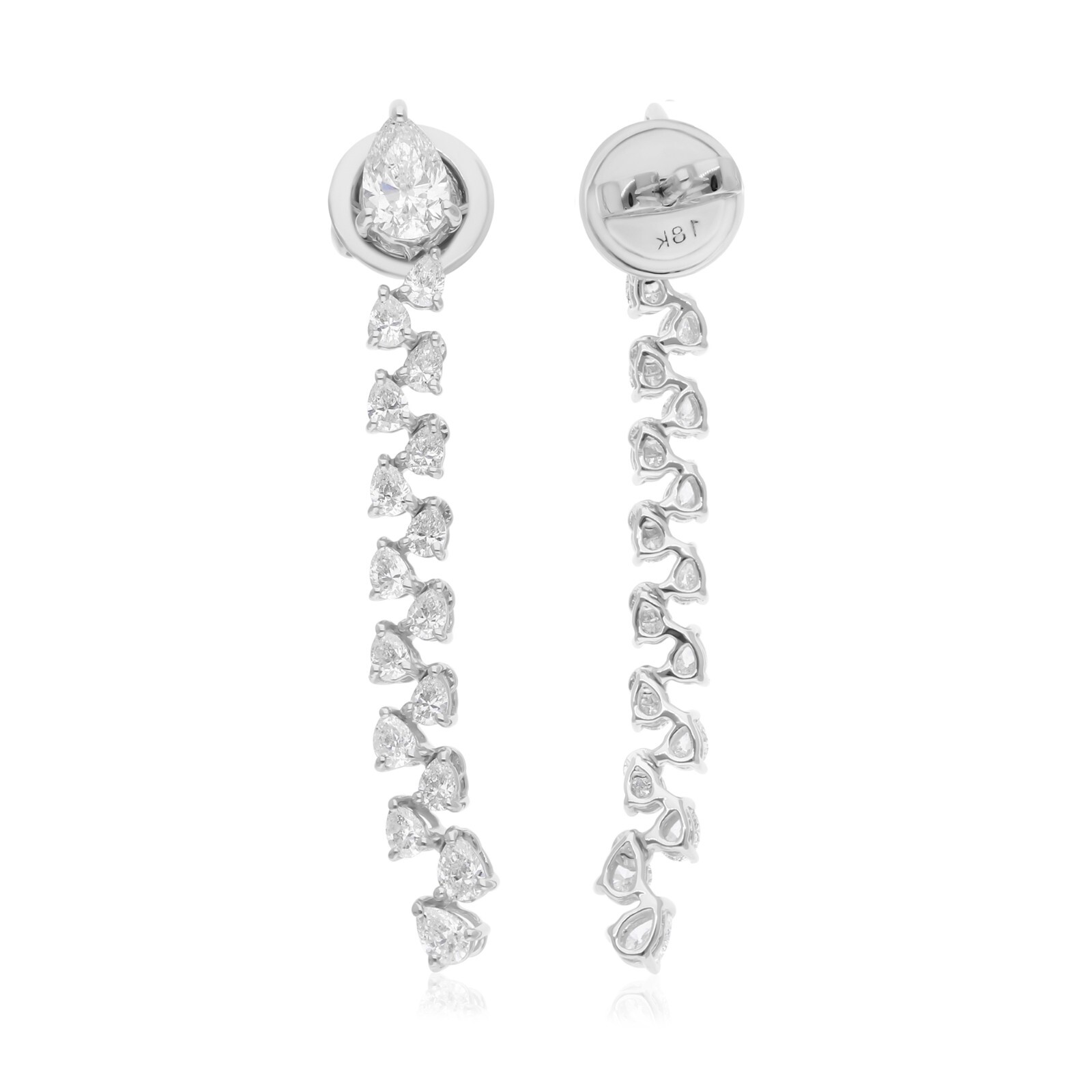 1.83 Ct Pear Lab Grown Diamond Dangle Earrings 14K White Gold CVD Birthday Gift