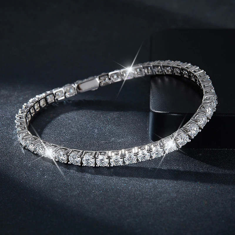 5.5ct Lab-Created Round Shape Diamond Test Pass Tennis 16.5cm Bracelet VS1/D
