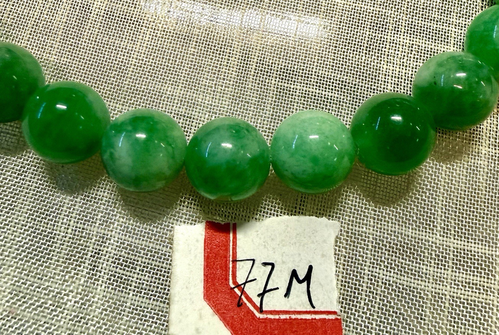 Vintage Green Jadeite Bead Necklace, Presidium Tested, Approx. 18 Inches