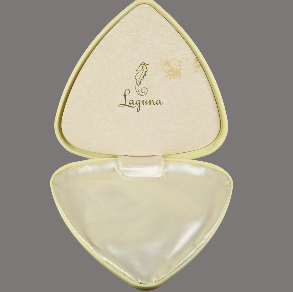 VTG Laguna Jewelry IVORY CELLULOID BOX Presentation Necklace Gift BRAUN-CRYSTAL