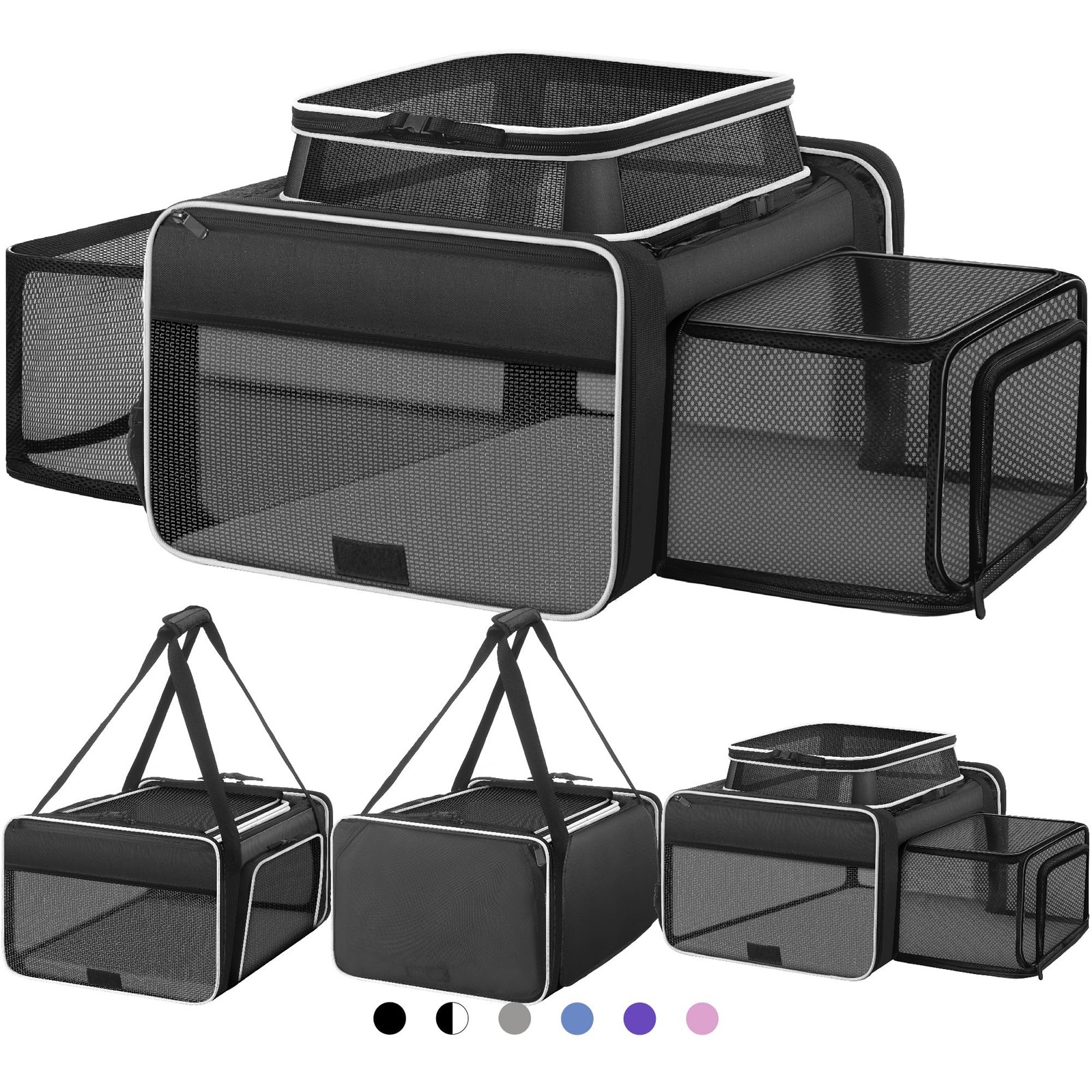 Top and 2 Sides Expandable Cat Carrier 18×13.5×9.5, TSA Airline Approved Dog …