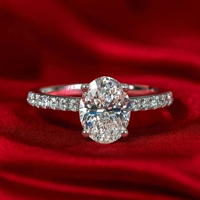 2Ct Oval Cut Lab Created Diamond Engagement Ring 14K White Gold Plated