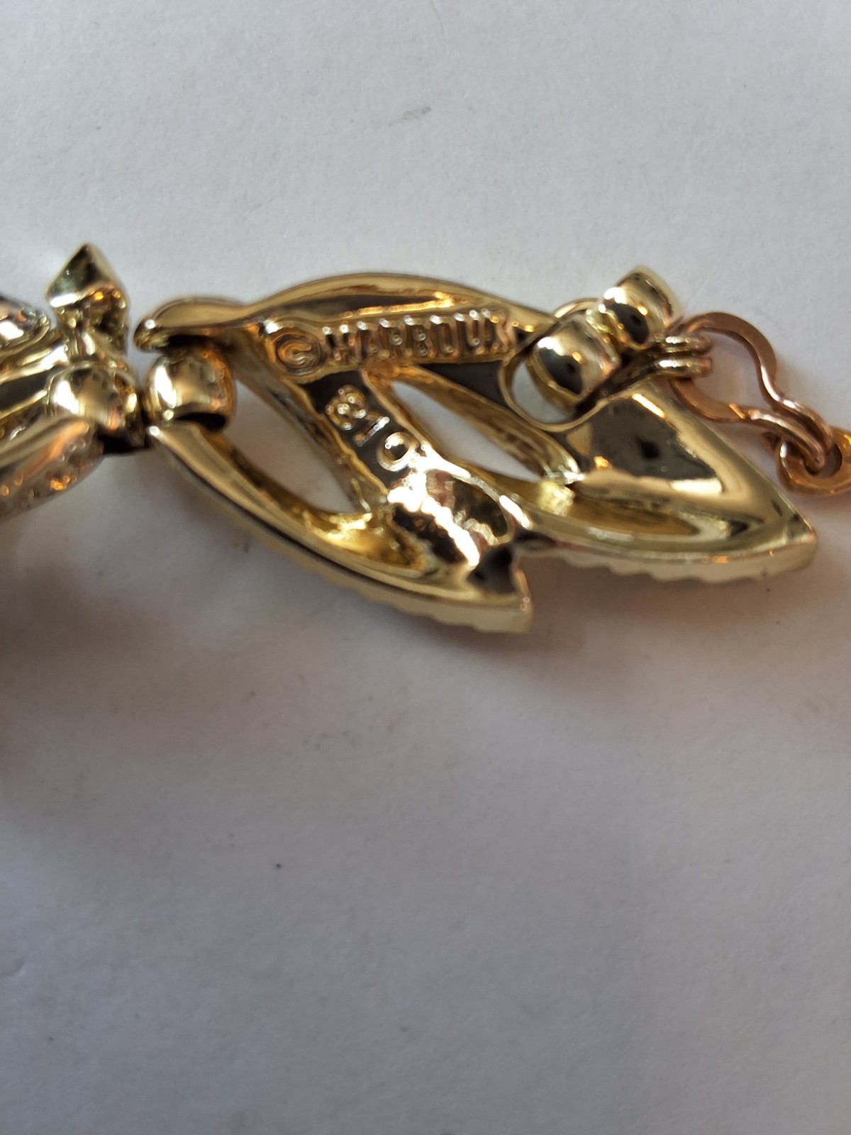 Vintage Signed and Numbered Marboux Gold Tone and Rhinestones Necklace.