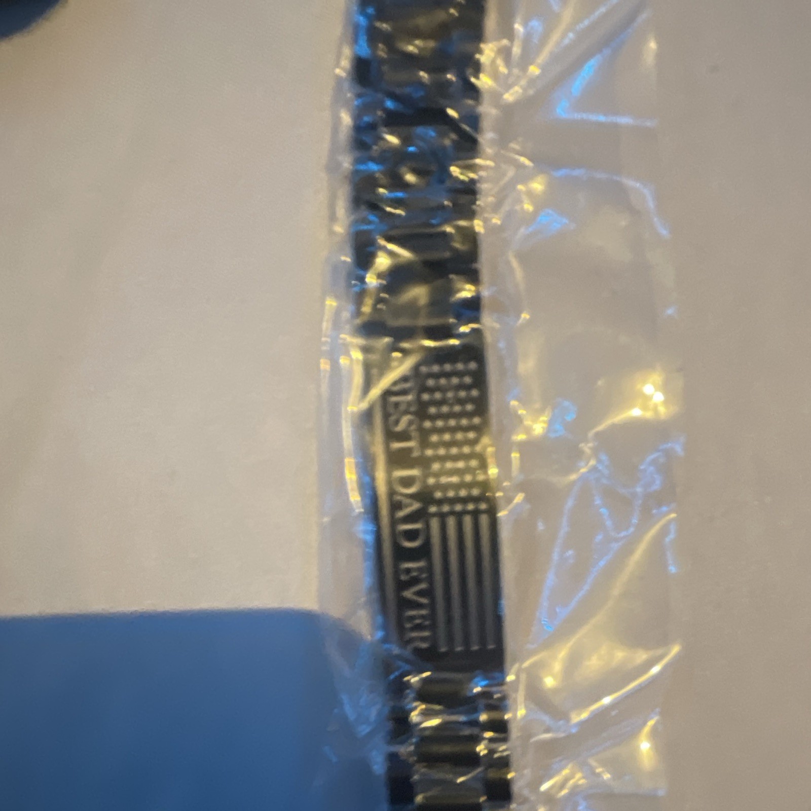 Engraved Stainless Steel Link Chain Bracelet Black/Silver Fold Over Unisex