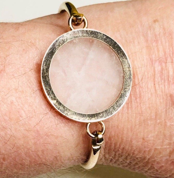 18k Gold Plated Sterling Silver Pink Resin Cuff Bracelet