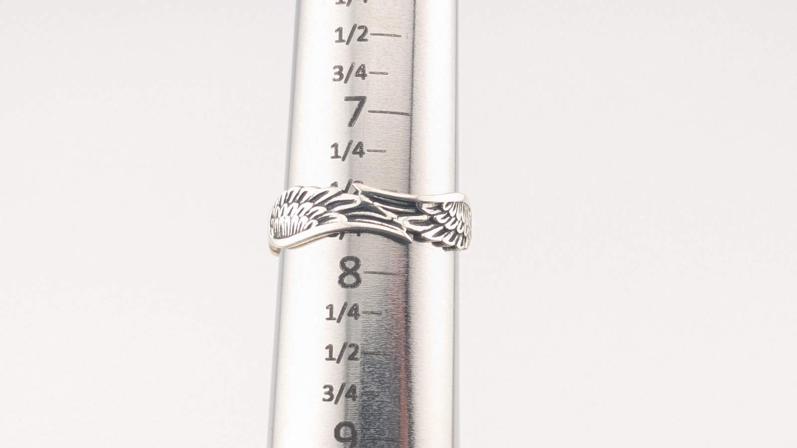 Vintage Sterling Silver Ring Angel Wings Biker Feather Band Size 7.5-7.75