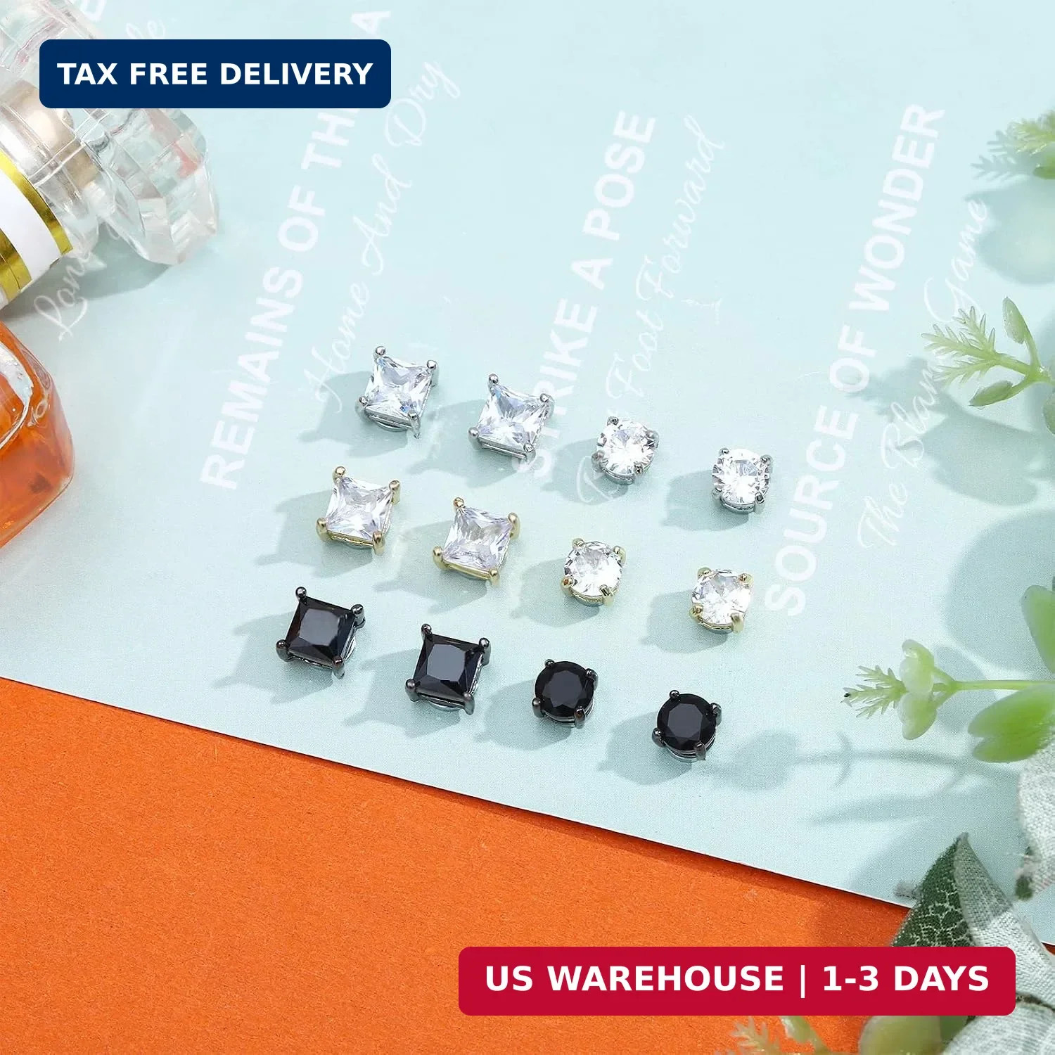 NEWITIN 6 Pairs Stainless Steel Magnetic Stud Earrings for Men Clip on Earring M